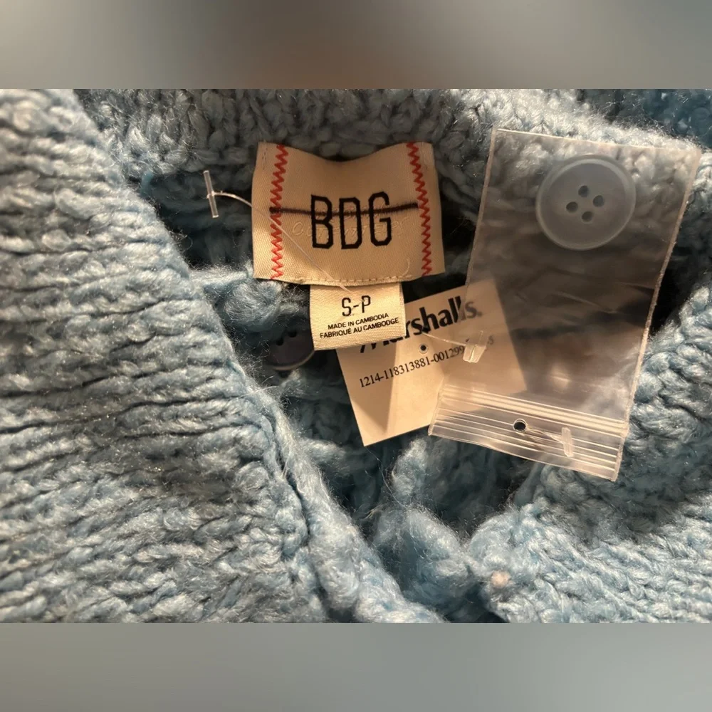 BDG Sky Blue Chunky Crochet Button-Up Top - Picture 2 of 6